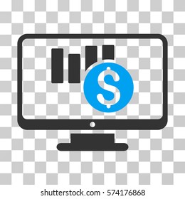Sales Chart Monitoring icon. Vector illustration style is flat iconic bicolor symbol, blue and gray colors, transparent background. Designed for web and software interfaces.
