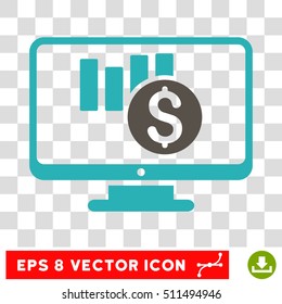Sales Chart Monitoring vector icon. Image style is a flat grey and cyan pictograph symbol.