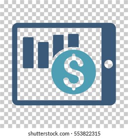 Sales Chart on PDA icon. Vector pictogram style is a flat symbol, color, chess transparent background. Designed for software and web interface toolbars and menus.