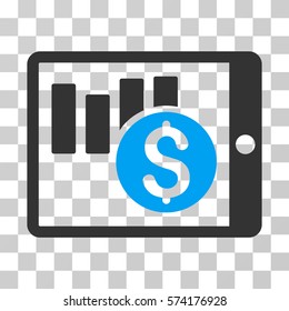 Sales Chart On PDA icon. Vector illustration style is flat iconic bicolor symbol, blue and gray colors, transparent background. Designed for web and software interfaces.