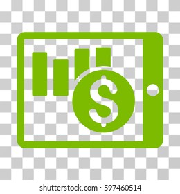 Sales Chart On PDA icon. Vector illustration style is flat iconic symbol, eco green color, transparent background. Designed for web and software interfaces.