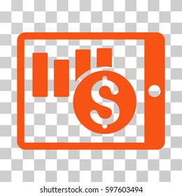 Sales Chart On PDA icon. Vector illustration style is flat iconic symbol, orange color, transparent background. Designed for web and software interfaces.