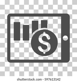 Sales Chart On PDA icon. Vector illustration style is flat iconic symbol, gray color, transparent background. Designed for web and software interfaces.