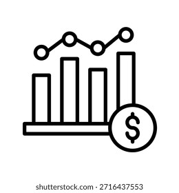 Icono de esquema de gráfico de ventas Ilustración vectorial