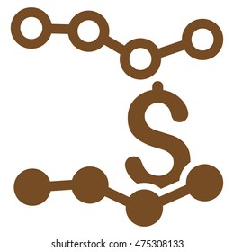 Sales Charts icon. Vector style is flat iconic symbol with rounded angles, brown color, white background.