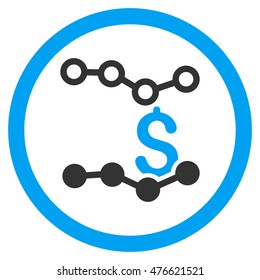 Sales Charts rounded icon. Vector illustration style is flat iconic bicolor symbol, blue and gray colors, white background.