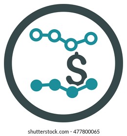 Sales Charts rounded icon. Vector illustration style is flat iconic bicolor symbol, soft blue colors, white background.