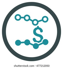 Sales Charts vector bicolor rounded icon. Image style is a flat icon symbol inside a circle, soft blue colors, white background.