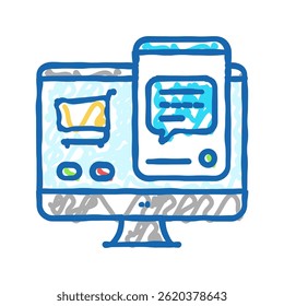 Vector de boceto de icono de doodle de Asistencia de chat de ventas. signo de Asistencia de chat de ventas. ilustración de símbolo aislado