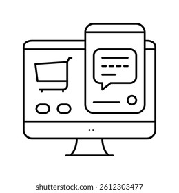 sales chat support line icon vector. sales chat support sign. isolated contour symbol black illustration