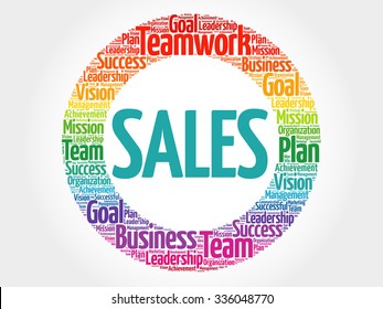SALES circle stamp word cloud, business concept