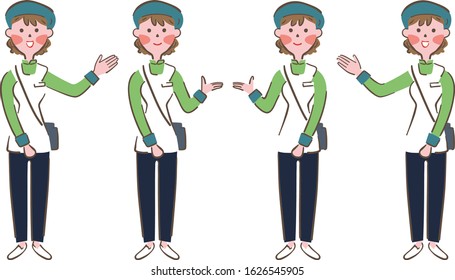 Sales clerk doing various poses illustration
