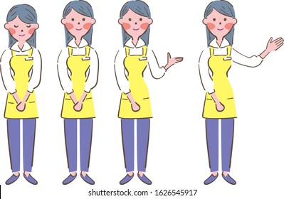 Sales clerk doing various poses illustration
