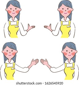 Sales clerk doing various poses illustration
