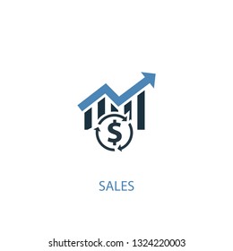sales concept 2 colored icon. Simple blue element illustration. sales concept symbol design. Can be used for web and mobile UI/UX
