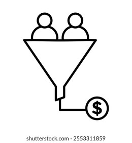 Icono de conversión de ventas aislado sobre fondo blanco