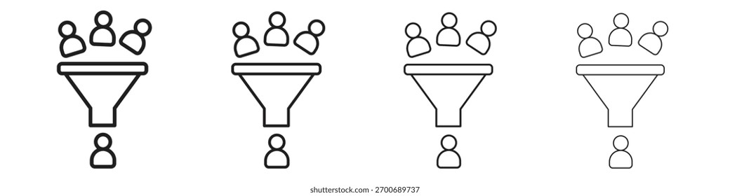 Diseño de línea de iconos de conversión de ventas. Conjunto de iconos de Vectores de línea delgada.