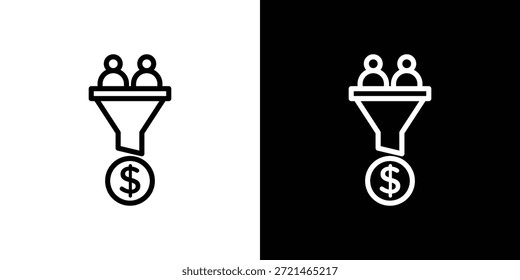 Concepto de logotipo de icono de conversión de ventas en trazos
