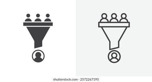sales conversion icons. flat and line style set