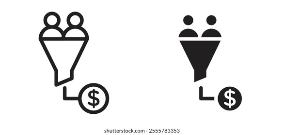sales conversion vector icon set in black color.