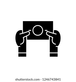Sales coupon black icon, vector sign on isolated background. Sales coupon concept symbol, illustration 