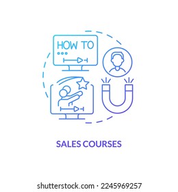 Sales courses blue gradient concept icon. Marketing and commerce field. Online education idea abstract idea thin line illustration. Isolated outline drawing. Myriad Pro-Bold font used