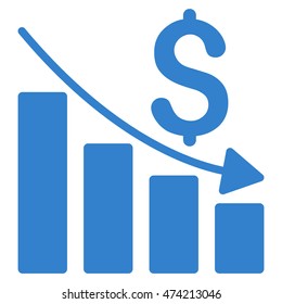 Sales Crisis Chart icon. Vector style is flat iconic symbol with rounded angles, cobalt color, white background.