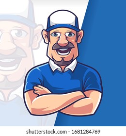 Sales Customer Teller Man Mascot Hat