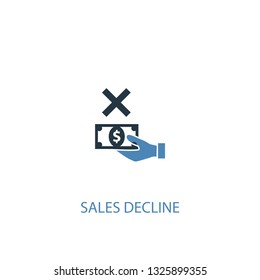 sales decline concept 2 colored icon. Simple blue element illustration. sales decline concept symbol design. Can be used for web and mobile UI/UX