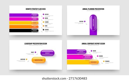 Sales Development 5 1 2 3 Element Infographic Slide Template Set. Professional Briefing Five One Two Three Option Diagram Frame Layout Vector Illustration Bundle.