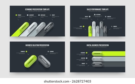 Sales Development Four Five Two Three Element Infographic Slideshow Layout Vector Illustration Bundle. Business Briefing 4 5 2 3 Option Diagram Presentation Template Collection.
