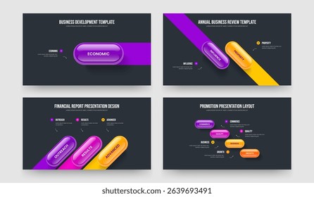 Sales Development One Two Three Four Option Infographic Frame Layout Vector Illustration Bundle. Business Launch 1 2 3 4 Element Diagram Slideshow Design Collection.