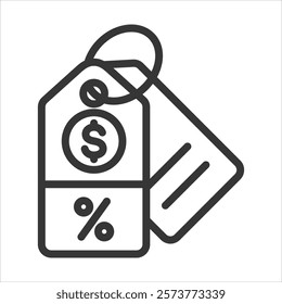 Sales Discount Outline Icon Vector Illustration