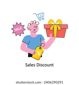 Ilustración de diseño de esquema relleno de vector de descuento de ventas. Símbolo del archivo EPS 10 de fondo blanco  