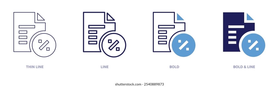 Sales documentation icon in 4 different styles. Thin Line, Line, Bold, and Bold Line. Duotone style. Editable stroke.