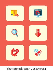 diseño de conjunto de iconos de ecommerce de ventas
