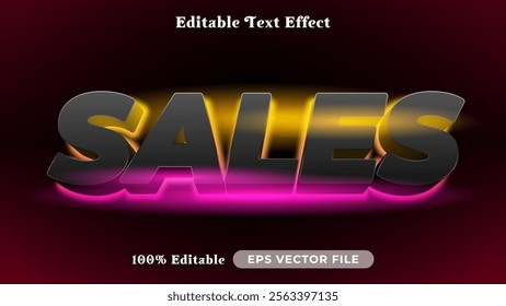 Sales editable text style effect, Glow 3D text style theme.