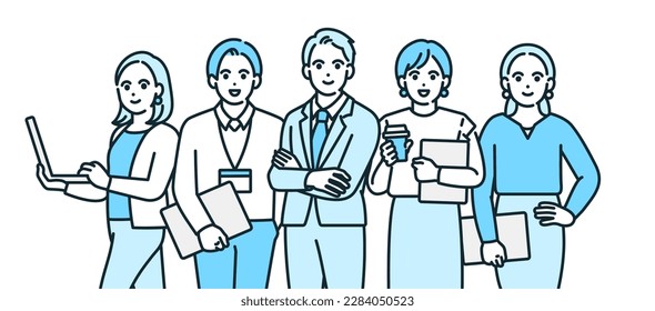 Sales, engineers, designers, back office. Various human resources working in a company. Vector illustrations.