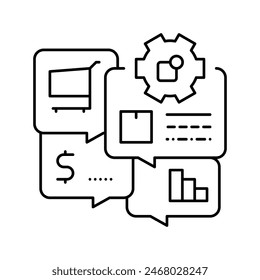 venta erp línea icono Vector. ventas erp signo. aislado contorno símbolo negro ilustración