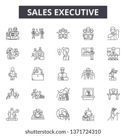 Sales executive line icons, signs set, vector. Sales executive outline concept, illustration: business,executive,person,sales,businessman,manager,man,people,success