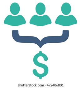 Sales Filter icon. Vector style is bicolor flat iconic symbol with rounded angles, cobalt and cyan colors, white background.
