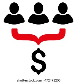 Sales Filter icon. Vector style is bicolor flat iconic symbol with rounded angles, intensive red and black colors, white background.