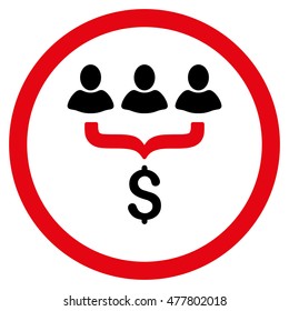 Sales Filter rounded icon. Vector illustration style is flat iconic bicolor symbol, intensive red and black colors, white background.