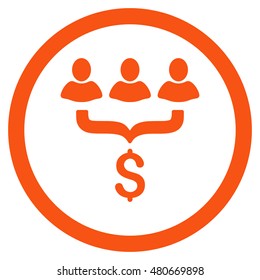 Sales Filter rounded icon. Vector illustration style is flat iconic symbol, orange color, white background.