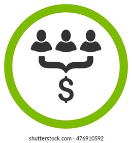 Sales Filter vector bicolor rounded icon. Image style is a flat icon symbol inside a circle, eco green and gray colors, white background.