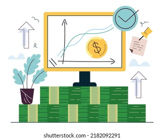 Sales finance money business statistics analysis passive income growth isolated graphic design element concept illustration