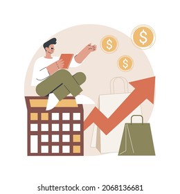 Sales forcasting abstract concept vector illustration. Business strategy planning, marketing forecasting method, sales software, revenue management, retail income, profit plan abstract metaphor.