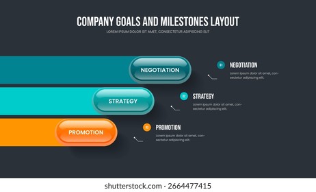 Sales Forecast Frame Design Vector Illustration. Modern Overview Three Element Infographic Presentation Template. Company Portfolio 3 Option Diagram Slide Layout.