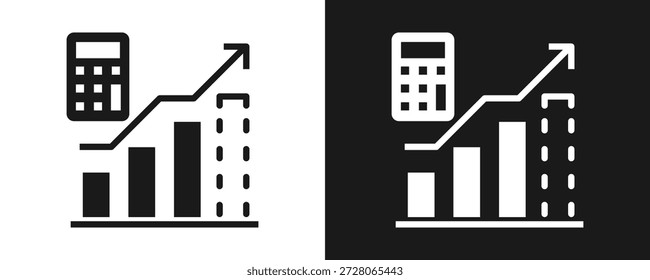 Sales Forecast Icon Set Glyph In White And Black Background