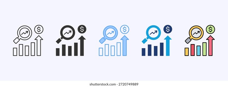 Conjunto de iconos de previsión de ventas Multistyle Varios elementos de Colección para el diseño
